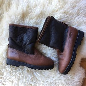 Khombu Sheepskin Boots Brown Leather Booties 8